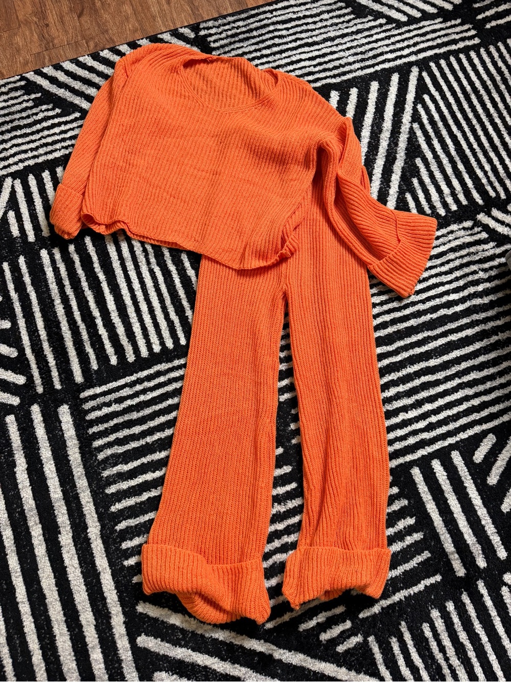 Cozy Ribbed Sweater Set - Orange - Picture 3 of 4